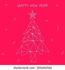 Low poly Christmas tree in red background