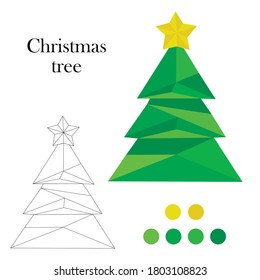 low poly Christmas tree symbol of the new year