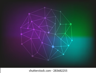 Low Poly Circular Shape on a Dark Spectrum background. Editable Clip Art.

