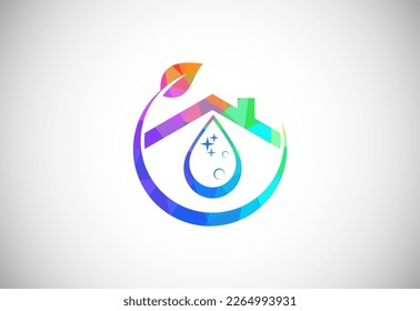 Plantilla de diseño de logotipo del servicio de limpieza de polígonos bajos, símbolo de signo del logotipo de la empresa de limpieza.