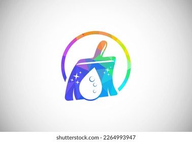 Low Poly Cleaning Service Logo Design Template, Cleaning Company Logo Sign Symbol.