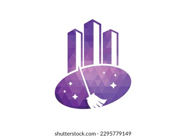 Low Poly and Cleaning service logo design Vector design concept
