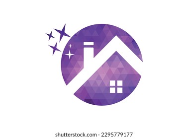 Low Poly and Cleaning service logo design Vector design concept
