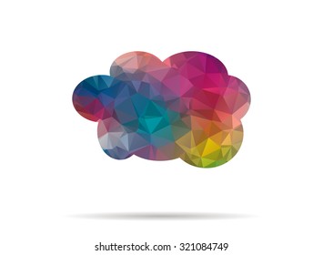 low poly cloud colorful icon