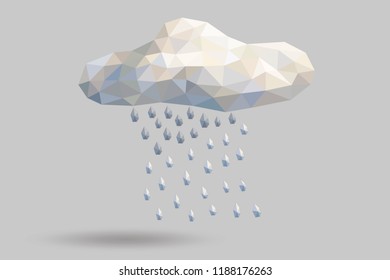 Low poly cloud with drops of rain