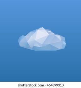 Low poly cloud on blue background, vector art