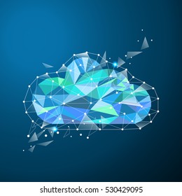 Low Poly Cloud. Technology Icon Illustration