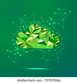 Low poly cloud. Technology icon illustration.