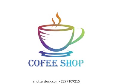 Low Poly and Coffee shop, restaurant logo design Vector design concept
