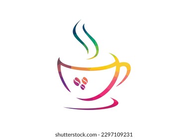 Low Poly and Coffee shop, restaurant logo design Vector design concept
