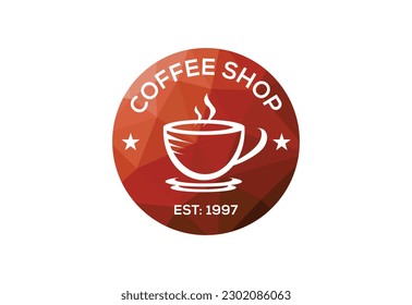 Low Poly and Coffee shop, restaurant logo design Vector design concept
