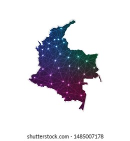 Low poly Colombia map in geometric polygonal on white background. Vector Illustration Eps10.
