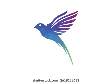 Low poly with colorful bird logo design, Vector design Template