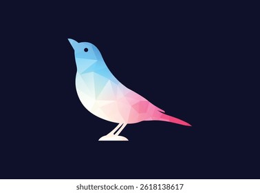 Low poly with colorful bird logo design, Vector design Template