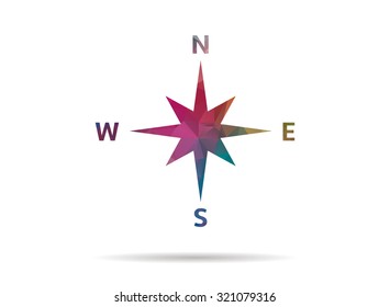 low poly colorful compass icon
