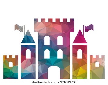 low poly colorful fantasy castle