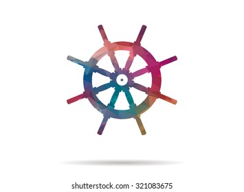low poly colorful icon helm