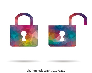 low poly colorful icon locks