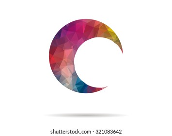 low poly colorful icon moon