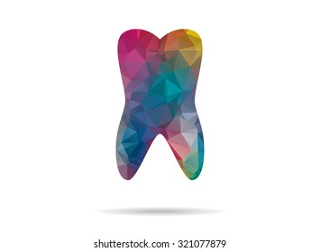 low poly colorful tooth icon