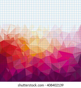 Low poly colors on the checked paper. Eps 10 vector file.