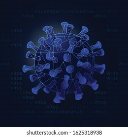 Low poly coronavirus on dark background dangerous virus vector illustration 