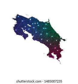 Low poly Costa Rica map in geometric polygonal on white background. Vector Illustration Eps10.