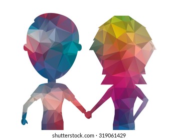 low poly couple tying hand