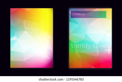 Low poly cover layout trendy design, Bright colorful futuristic vectors. 
