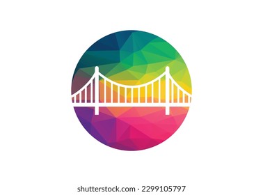 Low Poly and Creative abstract Bridge logo design, Vector design template
