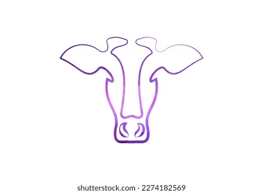 Low Poly and Creative Cow head logo design, Vector design template
