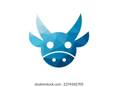 Low Poly and Creative Cow head logo design, Vector design template
