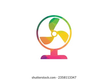 Low Poly and Creative Fan logo design, Vector illustration