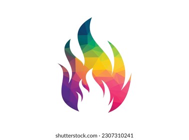 Low Poly and Creative Fire Flame logo design, Vector design concept
