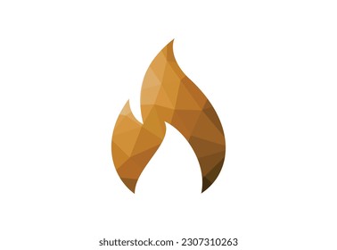 Low Poly and Creative Fire Flame logo design, Vector design concept
