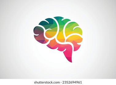 Low Poly and Creative Human Mind Brain Technology logo design, Vector design concept