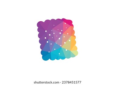 Low  Poly and Creative Initial Biscuit, crunch, crispy, snack shape logo design, Vector design template