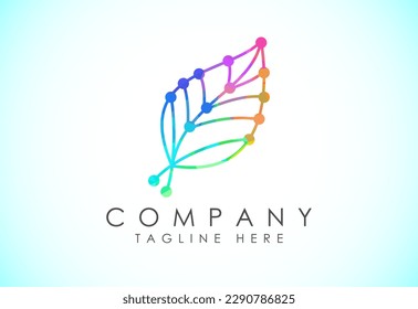 Low Poly Creative Leaf Technology Logo Design Template, Green Technology Logo Designs Concept