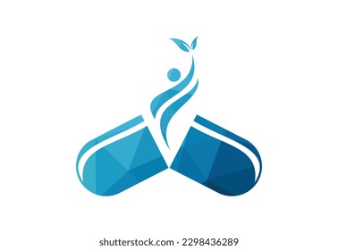 Low Poly and Creative Medical pharmacy logo design, Vector design concept
