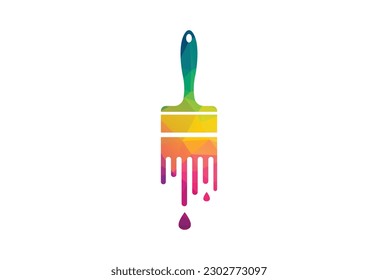Low Poly and Creative Paint  Brush logo design, Vector design concept
