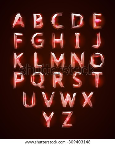 Low poly cristal alphabet font. Vector illustration EPS 10