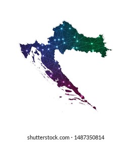 Low poly Croatia map in geometric polygonal on white background. Vector Illustration Eps10.