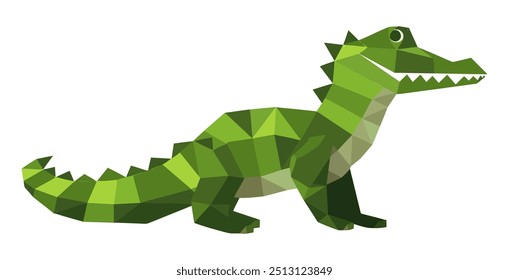 Projeto Geométrico de Crocodilo de Baixa Poli. Ilustração de vetor plano