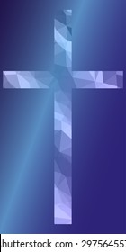 low poly crucifix on a colored background 