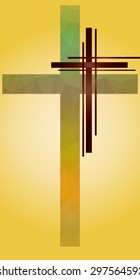 low poly crucifix on a colored background 