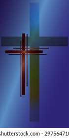 low poly crucifix on a colored background 