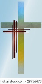 low poly crucifix on a colored background 