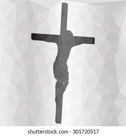 low poly crucifix on a colored background 