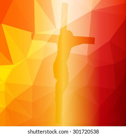 low poly crucifix on a colored background 