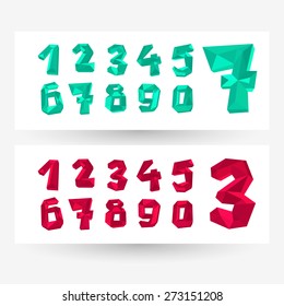 Se establecen números bajos de cristal de poli, tipografía vectorial geométrica. 